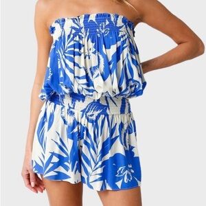 Strapless floral romper